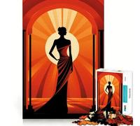Silhouette di donna sotto un arco, puzzle da 1000 pezzi per adulti, regalo, gioco di logica fine, svago delicato, bordi puliti, regalo delizioso 38x52cm