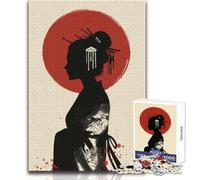 Silhouette di Geisha con Sole Rosso per Adulti Puzzle da 1000 Pezzi Gioco Educativo e Divertente, Attività di Apprendimento, Regalo Perfetto e Premuroso per Ogni Occasione Dimensioni 38x52cm