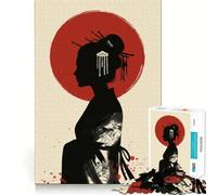 Silhouette di Geisha con Sole Rosso - Puzzle da 1000 pezzi per adulti - Gioco di logica e concentrazione - Antistress - Taglio preciso 38x52cm