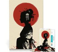 Silhouette di Geisha con Sole Rosso - Puzzle da 1000 pezzi per ragazzi - Gioco di logica - Leggero e rilassante - Taglio preciso - Regalo classico 38x26cm