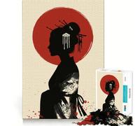 Silhouette di Geisha con Sole Rosso - Puzzle Difficile per Adulti, 1000 Pezzi - Gioco Logico - Legami Familiari - Taglio di Precisione - Una Sorpresa Calda 50x75cm