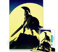 Silhouette di guerriero spartano, puzzle da 1000 pezzi per adolescenti, gioco stimolante per la mente, attività per la casa, ritaglio chiaro, regalo affettuoso 50x75cm