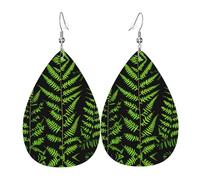 silhouette di pianta le foglia di felce Stampa orecchini pendenti a forma di foglia Orecchini in pelle PU a forma di cuore per San Valentino