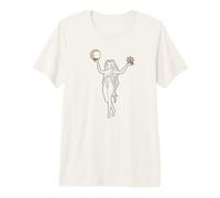 Silhouette di Ragazza con Luna e Stella in Mano Tarocchi Ispirato Maglietta Premium