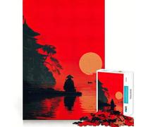 Silhouette di Samurai al tramonto, puzzle da 1000 pezzi per adolescenti, stimola la memoria, favorisce la calma, crea un'atmosfera rilassante e sorprendente (38x52cm)