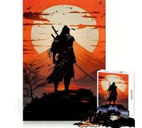 Silhouette di Samurai contro il sole nascente, puzzle da 1000 pezzi per ragazzi, gioco per migliorare la memoria, rilassante e casual, con bordi precisi, regalo elegante (38x52cm)