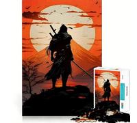 Silhouette di Samurai contro il sole nascente, puzzle da 1000 pezzi per ragazzi, gioco per migliorare la memoria, rilassante e casual, con bordi precisi, regalo elegante (38x52cm)