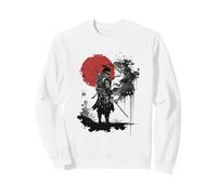 Silhouette di Samurai Epico Contro Sole Rosso Felpa