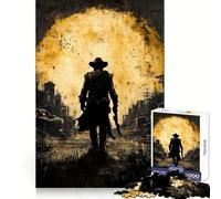 Silhouette di un cowboy in città - Puzzle da 1000 pezzi per adulti - Gioco di logica - Gioco al chiuso - Taglio di precisione - Regalo prezioso 38x26cm