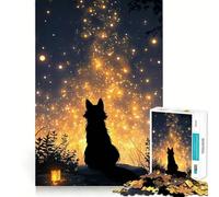 Silhouette di un lupo che guarda il cielo stellato - Puzzle per adolescenti da 1000 pezzi - Gioco di logica - Divertimento per tutta la famiglia - Bordo di alta qualità 50x75cm