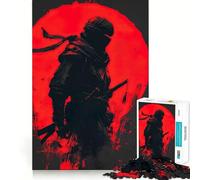 Silhouette di un ninja con luna rossa, puzzle da 1000 pezzi per ragazzi, gioco di logica, antistress, taglio netto, lista dei desideri di Babbo Natale 38x52cm