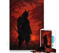 Silhouette di un Samurai nella Foresta Rossa - Puzzle da 1000 pezzi per adulti - Regalo - Gioco di logica fine - Tempo libero - Bordo pulito - Regalo delizioso 38x52cm