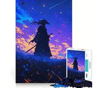 Silhouette di un samurai sotto un cielo stellato - Puzzle da 1000 pezzi per adulti - Gioco di puzzle per stimolare la mente, calma e relax - Decorazione murale 38x52cm
