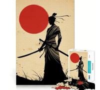 Silhouette di una guerriera samurai con sole nascente - Puzzle da 1000 pezzi per adulti stimolare la mente divertimento tranquillo design elegante da assemblare