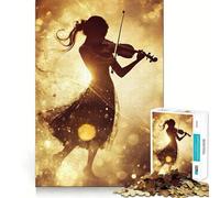 Silhouette di violinista in luce dorata - Puzzle da 1000 pezzi per adulti, gioco di logica e stimolazione mentale, antistress, taglio preciso, 50x75cm