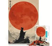 Silhouette Guerriero sotto la Luna Rossa Puzzle da 1000 pezzi per adulti Regalo Gioco di logica fine Tempo libero delicato Bordo pulito Regalo delizioso 50x75cm