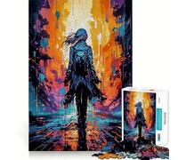 Silhouette in una città colorata Puzzle da 1000 pezzi per adulti e ragazzi Migliora la memoria Leggero Rilassante Taglio netto Regalo delizioso 50x75cm