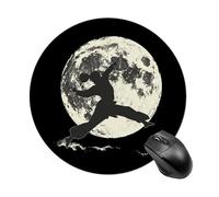Silhouette Karate Arti Marziali Taekwondo Tappetino per mouse rotondo con base in gomma antiscivolo, impermeabile, per computer portatile, ufficio