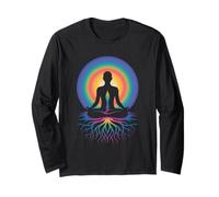 Silhouette Meditazione Yoga Allenamento Esercizio Meditare Maglia a Manica