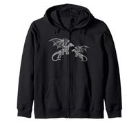 Silhouette Minimalista del Drago Scarabocchio Felpa con Cappuccio