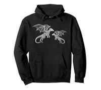 Silhouette Minimalista del Drago Scarabocchio Felpa con Cappuccio