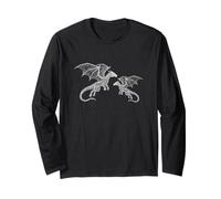 Silhouette Minimalista del Drago Scarabocchio Maglia a Manica