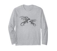 Silhouette Minimalista del Drago Scarabocchio Maglia a Manica