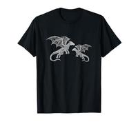 Silhouette Minimalista del Drago Scarabocchio Maglietta