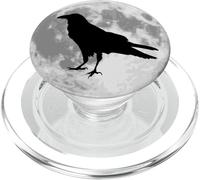 Silhouette mistica del corvo nero sulla luna piena PopSockets PopGrip per MagSafe