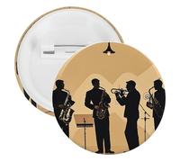 Silhouette of A Jazz Quartet Performing Badge Spilla rotonda in metallo, spilla leggera per zaino, spille alla moda per camicie, giacche, cappotti, scialle, unisex, 5PCS, Banda stagnata, perni rotondi
