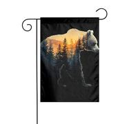 Silhouette Of Bear With Forest Garden Flag 30x45cm verticale double face fattoria vacanze decorazioni esterne bandiera cortile