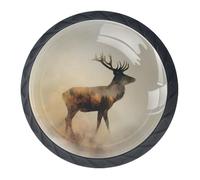 Silhouette of Deer - Confezione da 4 pomelli per cassetti, pomelli e tiranti alla moda, per mobili da cucina, per armadio/armadio/armadio
