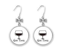 Silhouette Of Gin Tonic, orecchini a perno con fiocco da cocktail, Metallo Argento