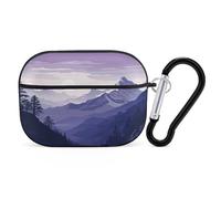 Silhouette of Mountains - Custodia protettiva antiurto per Airpods Pro di seconda generazione, con moschettone, anti-caduta, colore nero