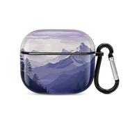 Silhouette of Mountains - Custodia rigida per auricolari Bluetooth, protezione completa, antiurto, supporto ricarica wireless con portachiavi, regalo personalizzato per AirPods 3