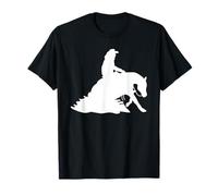 Silhouette Reining Cavallo Mostra Cavaliere Cowboy Equitazione Maglietta