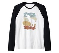Silhouette retrò del Dinosauro T-Rex Maglia con Maniche Raglan