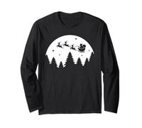Silhouette Santa's Sleigh Volare Attraverso Il Cielo Maglia a Manica