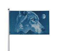 Silhouette, Snowy Wolf Walking Alone Flag Resistente Alle Intemperie Bandiere Colore Vivido Bandiera Per Balcone Decorazione Feste Esterno 90X150Cm