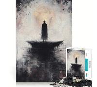 Silhouette su una scogliera, puzzle da 1000 pezzi per adulti, regalo, gioco per allenare la mente, rilassante, artistico, da assemblare, regalo memorabile 38x52cm
