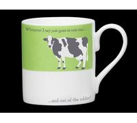 Silhouette verde mucca divertente tazza in porcellana fine, in un orecchio & OUT of the Udder - Stoke on Trent, Inghilterra