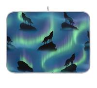 Silhouette Wolf - Tappetino scolapiatti per bancone della cucina, assorbente, 40,6 x 45,7 cm