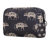 Silhouettes of Ancient Egyptian Cows, trousse da donna, per articoli da toeletta da viaggio, grande, pratica borsa organizer con cerniera, Multi, 18.5x7.5x13cm/7.3x3x5.1in, Beauty case