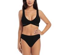Silhouettes of Martial Arts Bikini Set Costume da bagno Due Pezzi Set per le Donne con Pantaloncini Due Pezzi Costume Da Bagno Halter Collo, Nero , M