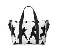 Silhouettes of Martial Arts - Borsone da viaggio per uomo e donna, grande borsa da palestra resistente all'acqua con tracolla