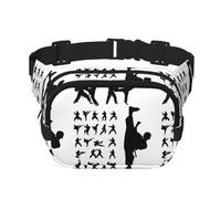 Silhouettes of Martial Arts Marsupio unisex regolabile in vita quadrata a doppio strato per attività all'aperto, viaggi, corsa, escursionismo, Nero , Taglia unica
