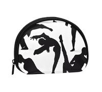 Silhouettes of Martial Arts Print Print Print Mini portamonete con cerniera - Piccolo portafoglio per donne e uomini, compatto organizer da viaggio per denaro, Nero , Taglia unica