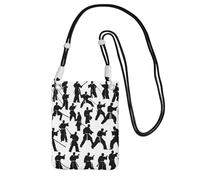Silhouettes Of Martial Arts Print Sling Bag per uomo e donna, mini borse casual per telefono, antifurto, per escursioni e viaggi, nero, Taglia unica