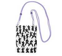 Silhouettes Of Martial Arts Print Sling Bag per uomo e donna, mini borse casual per telefono, antifurto, per escursioni e viaggi, Viola, Taglia unica