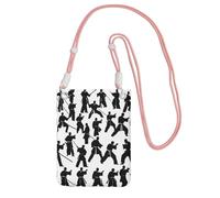 Silhouettes Of Martial Arts Print Sling Bag per uomo e donna, mini borse casual per telefono, antifurto, per escursioni e viaggi, Rosa, Taglia unica